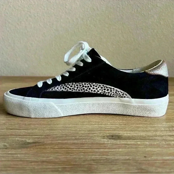 Madewell Sidewalk Low-Top Sneakers Suede Size 7.5 M Black Leopard & Sparkle - Picture 5 of 10